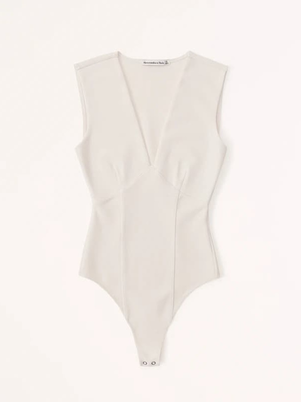 Abercrombie & Fitch Crepe Plunge Bodysuit in cream